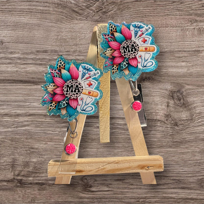 MA Floral Hot Pink Badge Reel