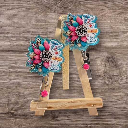 MA Floral Hot Pink Badge Reel