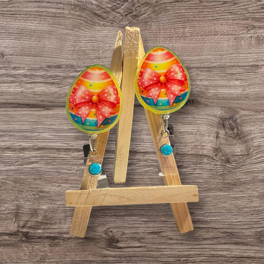 Cute Easter Egg with Bow Badge Reel
