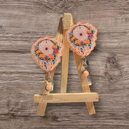 Peach Dream Catcher Badge Reel