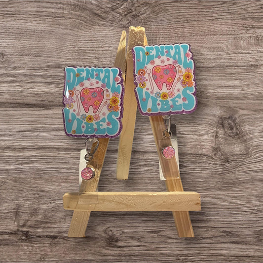 Dental Vibes Floral Badge Reel
