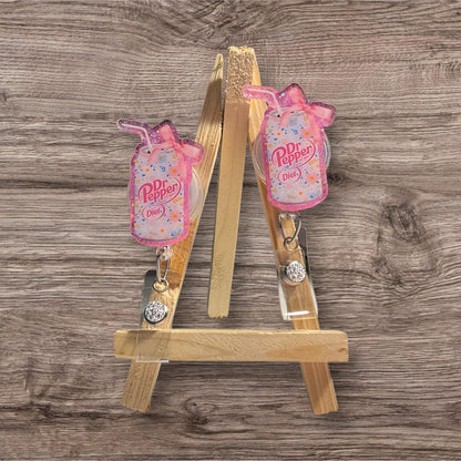 Diet DP Soda with Bow Badge Reel