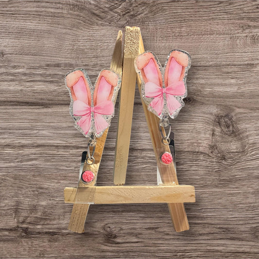 Bunny Ears with Bow Badge Reel