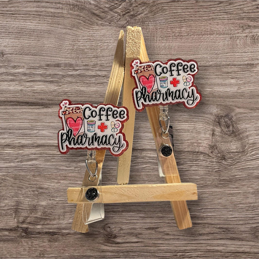 Coffee + Pharmacy Badge Reel