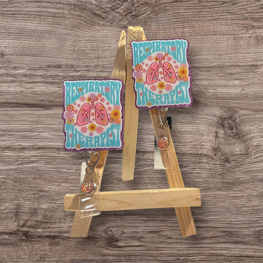 Respitatory Therapist floral Badge Reel