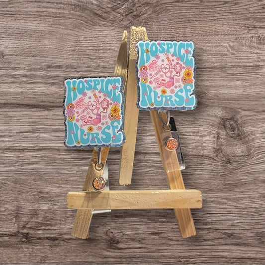 Hospice Nurse Floral Badge Reel